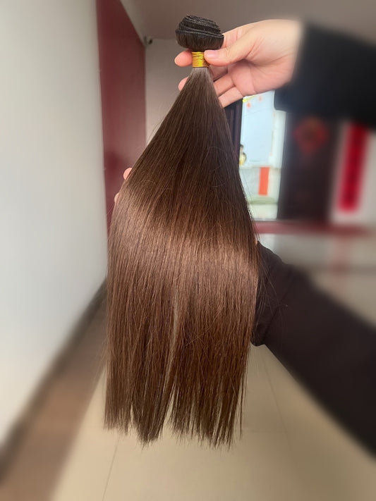 Extensiones cortina liso pelo humano 60cm marrón chocolate